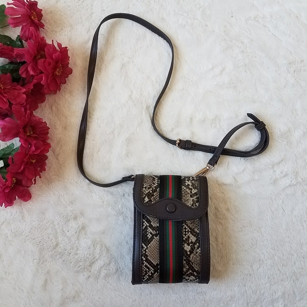 Sondra Roberts Squared Snake Print Small Crossbody